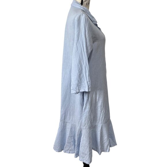 Terzo Millennio Button-Up Shirt Dress Light Blue Linen Blend Italy Womens Size S - Picture 2 of 8